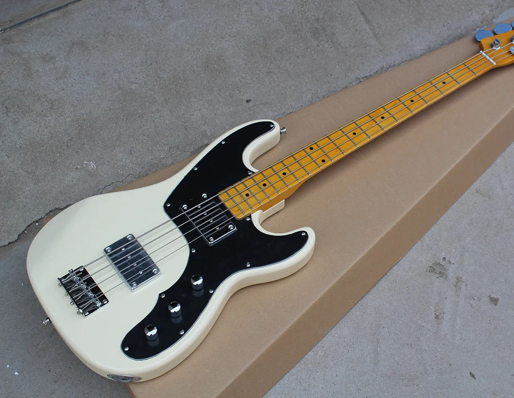 Factory Milk White 4 Strings Electric Bass Guitar with Black Pickguard,Chrome Hardwares,Yellow Maple Neck,Offer Customized
Factory Milk White 4 Strings Electric Bass Guitar with Black Pickguard,Chrome Hardwares,Yellow Maple Neck,Offer Customized