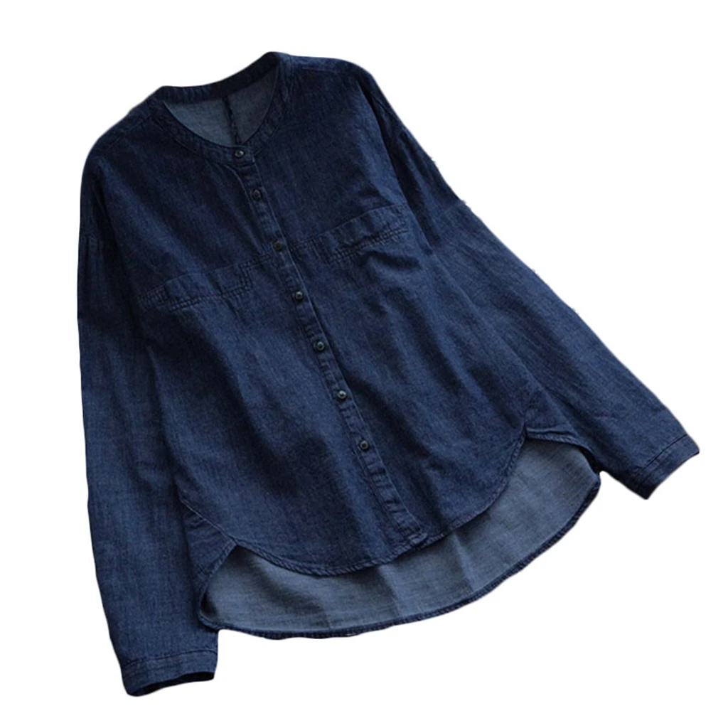 Women Fashion Loose Long Sleeve Asymmetric Denim Blouse Shirt Ladies Casual Solid Color Buttons Shirt Tops Plus Size
Women Fashion Loose Long Sleeve Asymmetric Denim Blouse Shirt Ladies Casual Solid Color Buttons Shirt Tops Plus Size
