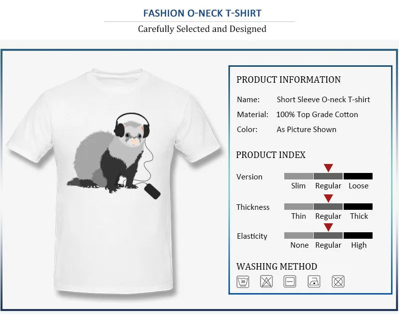 High Quality Street T Shirts 100% Cotton Funny Music Loving Ferret Round Neck Men Tops T Shirt Birthday Summer Fall Tee Shirts