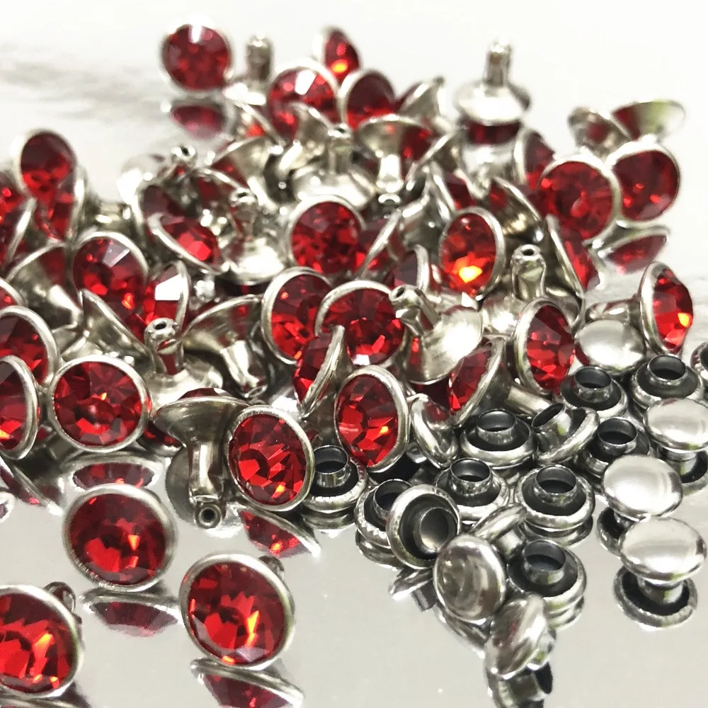 New 8MM 50 Sets Cz++ Light Siam Red Crystal Rapid Rivets Silver Plated Spots Studs Double Cap for DIY Leather-Craft Making
New 8MM 50 Sets Cz++ Light Siam Red Crystal Rapid Rivets Silver Plated Spots Studs Double Cap for DIY Leather-Craft Making
