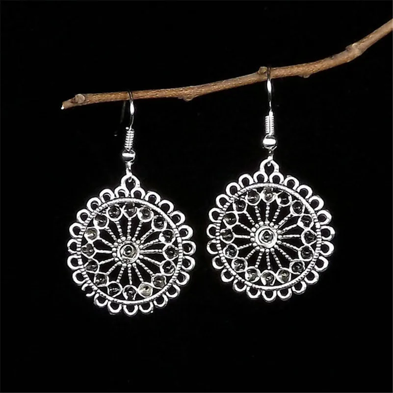 ChimJewelry-Boucles d'oreilles en argent tibétain vintage, nouveau design, simple, en métal, géométrique, maxi, bijoux, breloque goutte, 2018 5