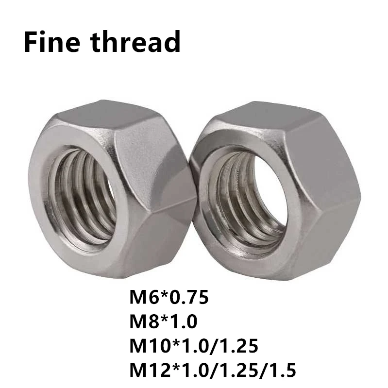 50pcs 10pcs DIN934 M6 M8 M10 M12 Fine Thread Hex Nut 304 stainless steel Hexagon Nut
50pcs 10pcs DIN934 M6 M8 M10 M12 Fine Thread Hex Nut 304 stainless steel Hexagon Nut