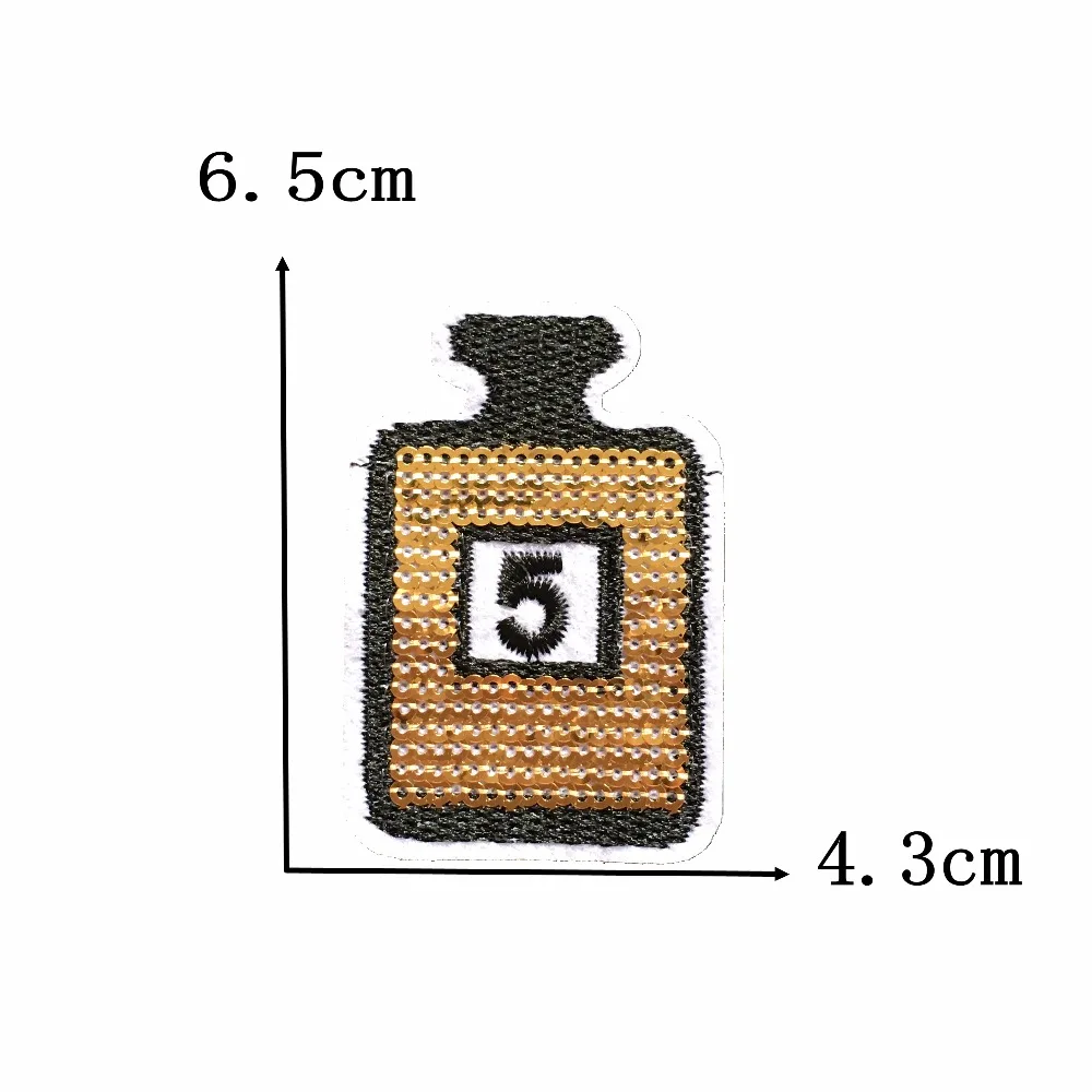 

10 Pieces/set 5 Perfume Bottle Sequined Patches for Clothes Jeans jeacket Iron on Embroidered Patch DIY Appliqued Badge Parches