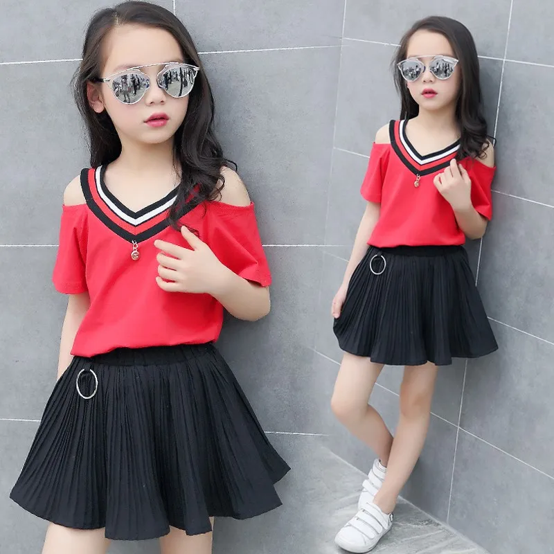 Summer Girls Clothes New Casual Children Clothing Sets Short Sleeve Flower Shirts Red Skirt Kids Girls Outfits 12 Years
Summer Girls Clothes New Casual Children Clothing Sets Short Sleeve Flower Shirts Red Skirt Kids Girls Outfits 12 Years