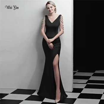 wei yin Black Long Evening Dresses Elegant Crystal Mermaid Pleated Leg Split Sexy Formal Party Gowns WY1026
wei yin Black Long Evening Dresses Elegant Crystal Mermaid Pleated Leg Split Sexy Formal Party Gowns WY1026