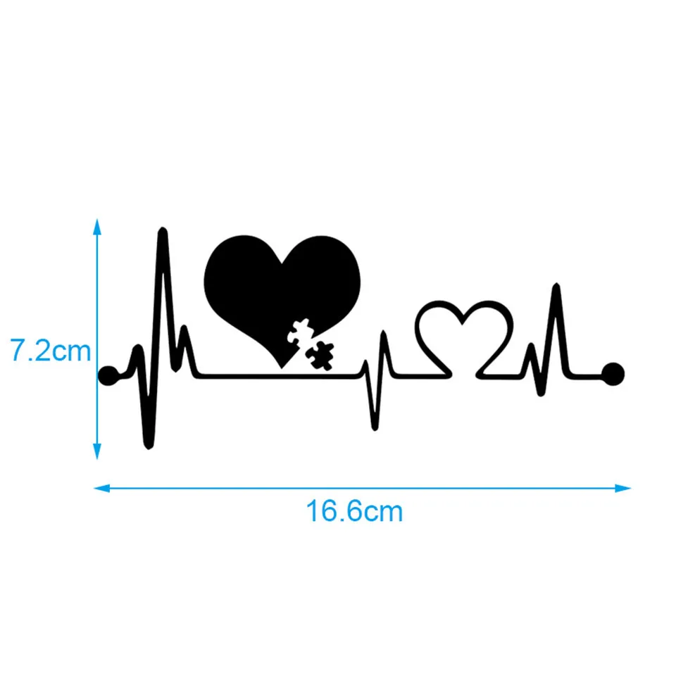 Cunymagos Autism Heartbeat Lifeline Creative Car Styling Car Sticker Fashion Decal Car Accessories Vinyl Sticker Car-styling 16.6cm7 (8)