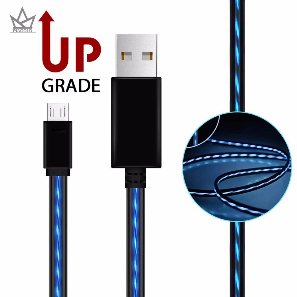 

PIAGOLD Micro USB Cable,AoliPlus Visible Flowing EL Light LED Charging Cords USB 2.0 A Male to Micro B Cable Sync Data