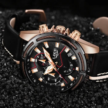 Mens Watches Top Brand Luxury LIGE Mens Waterproof Military Sport Watch Men Casual Leather Quartz Gold Watch relogio masculino
Mens Watches Top Brand Luxury LIGE Mens Waterproof Military Sport Watch Men Casual Leather Quartz Gold Watch relogio masculino