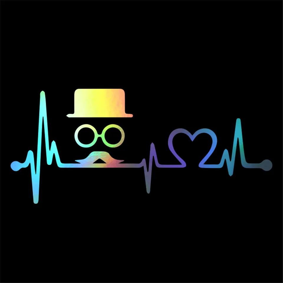 Cunymagos Hipster Top Hat Moustache Heartbeat Lifeline Stickers Motorcycle Car Vinyl Sticker Car styling Decal Stickers Funny 20.3cm8 (5)