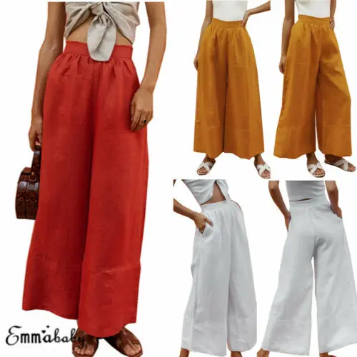 Women's Casual Cotton Linen Trousers Solid Color Elastic Waist Wide Leg Long Trousers
Women's Casual Cotton Linen Trousers Solid Color Elastic Waist Wide Leg Long Trousers