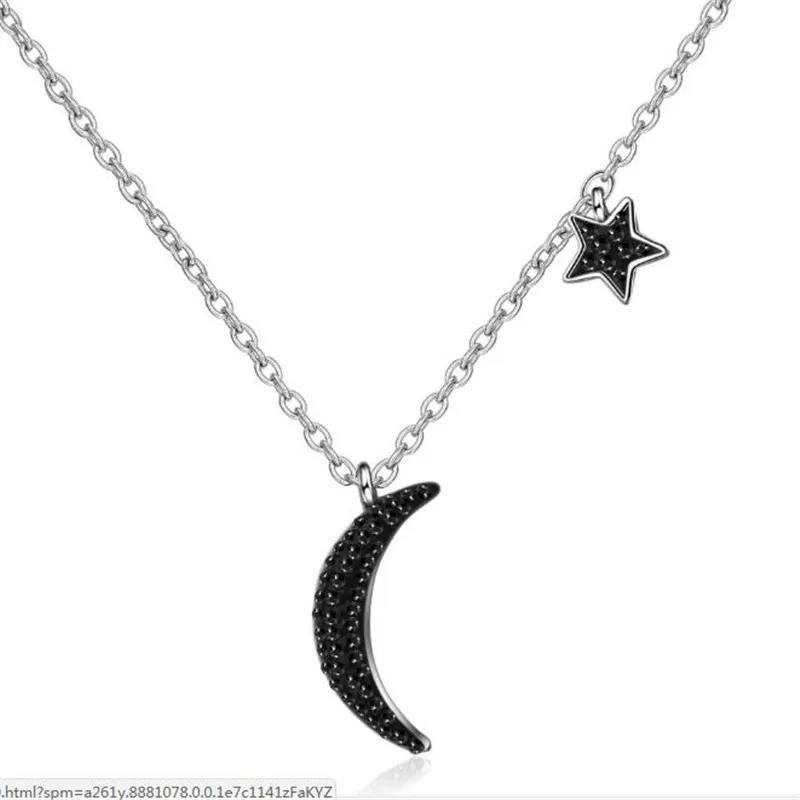 New Beautiful Fashion Jewelry Black Crystal 925 Sterling Silver Temperament Moon And Star Exquisite Women Necklaces N394
New Beautiful Fashion Jewelry Black Crystal 925 Sterling Silver Temperament Moon And Star Exquisite Women Necklaces N394