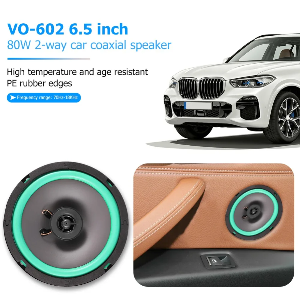 

VO-602 6.5 Inch 80W 2 Way Car Coaxial Speaker Auto Stereo Audio Music Loudspeaker Use in Any Vehicle Audio System Car Styling