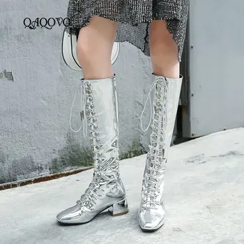Sexy Shining Knee High Boots Women Microfiber Leather Comfort Low Heel Martin Boots Fashion Square Toe Zipper Boots Shoes Woman
Sexy Shining Knee High Boots Women Microfiber Leather Comfort Low Heel Martin Boots Fashion Square Toe Zipper Boots Shoes Woman