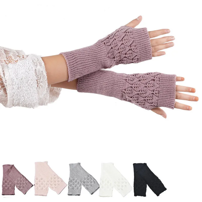 2018 Fashion Warm Knitted Fingerless Gloves Hot Hollow Out Leaves Long Section Winter Long Fingerless Knitting Wool Mittens
2018 Fashion Warm Knitted Fingerless Gloves Hot Hollow Out Leaves Long Section Winter Long Fingerless Knitting Wool Mittens