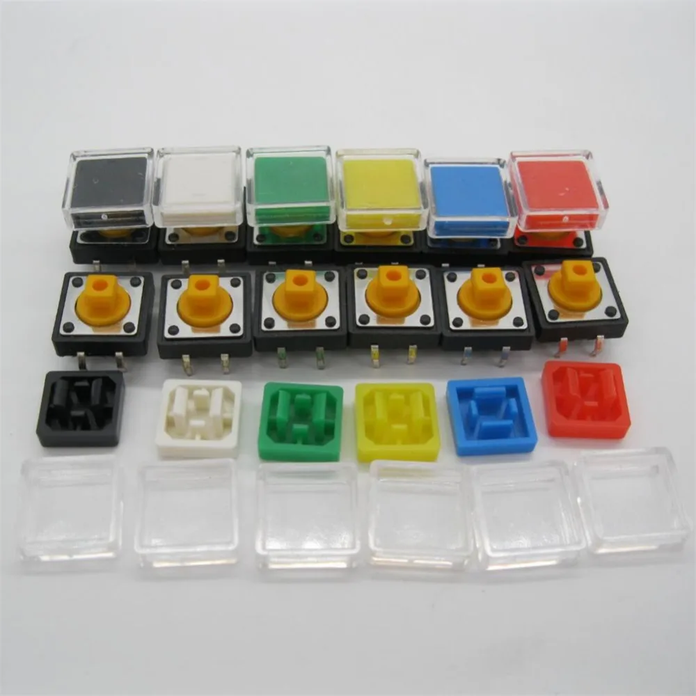 50pcs B3F Tactile Push Button Switch +A14 color hat 50pcs + transparent cap 50pcs Momentary Tact Touch Micro switch 12x12x7.3mm
50pcs B3F Tactile Push Button Switch +A14 color hat 50pcs + transparent cap 50pcs Momentary Tact Touch Micro switch 12x12x7.3mm