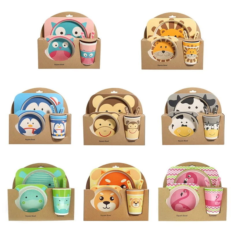 5pcs/sets Baby Dish Tableware Set Natural Bamboo Fiber Bowl With Cup Spoon Plate Fork Feeding Dishes for Kids Utensils T0377
5pcs/sets Baby Dish Tableware Set Natural Bamboo Fiber Bowl With Cup Spoon Plate Fork Feeding Dishes for Kids Utensils T0377