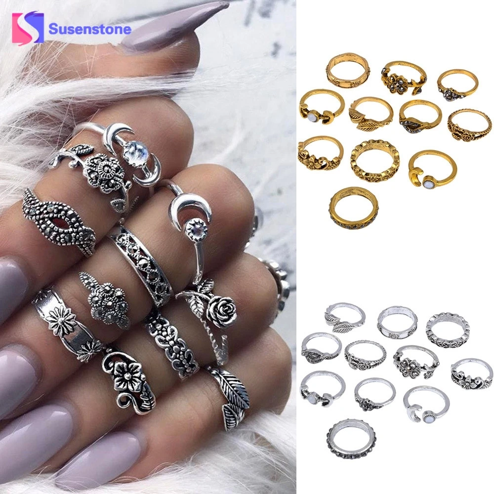 susenstone 11pcs/Set Vintage Punk Ring Set Hollow Rings Women Silver Color Bohemian Beach Jewelry Women Female Ring Sets Gift
susenstone 11pcs/Set Vintage Punk Ring Set Hollow Rings Women Silver Color Bohemian Beach Jewelry Women Female Ring Sets Gift