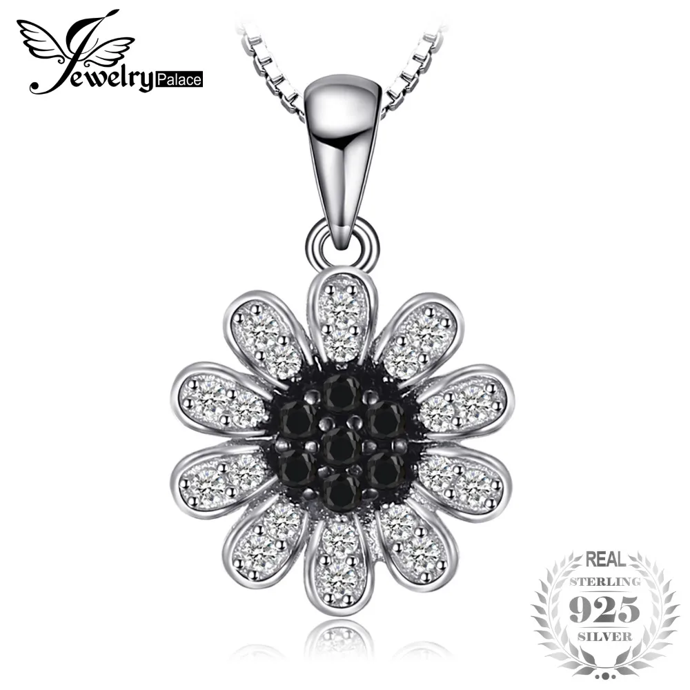Jewelrypalace цветок черный шпинелей Ожерелья для мужчин Подвеска Для женщин из