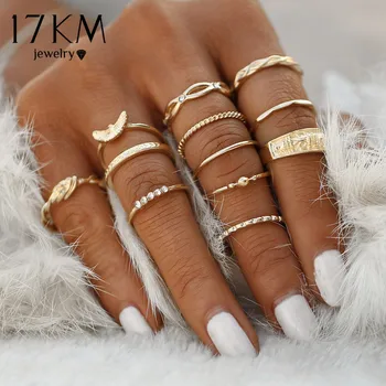 17KM 12 pc/set Charm Gold Color Midi Finger for Women