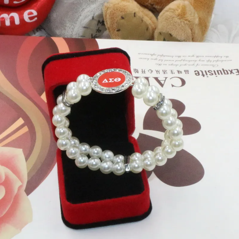 Free Shipping DIY DST Delta Sigma Theta White Pearls Pearls Red Paper Sticker Double Multilayer Elastic Jewelry Bangle Bracelets
Free Shipping DIY DST Delta Sigma Theta White Pearls Pearls Red Paper Sticker Double Multilayer Elastic Jewelry Bangle Bracelets