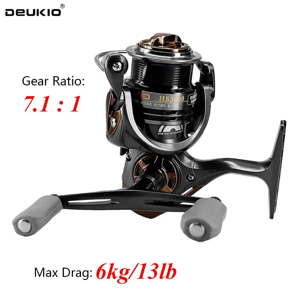 DEUKIO 5+1 Bearings 7.1:1 High Speed Ratio Spinning Squid Fishing Reel Metal Spool Left Right Hand Exchangeable
DEUKIO 5+1 Bearings 7.1:1 High Speed Ratio Spinning Squid Fishing Reel Metal Spool Left Right Hand Exchangeable