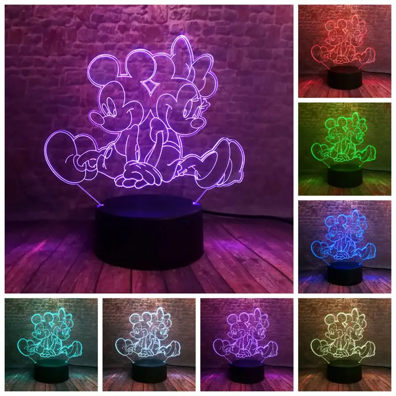 Mickey and Minnie Mouse Figma Model 3D Illusion Nightlight 7 Colorful Change Light Mickey Mouse Anime Figure Toys for girls gift
Mickey and Minnie Mouse Figma Model 3D Illusion Nightlight 7 Colorful Change Light Mickey Mouse Anime Figure Toys for girls gift