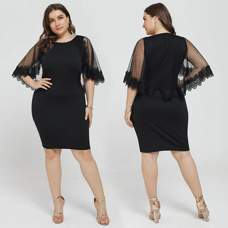 Elegant Ladies Black Sheath Dress Plus Size Cape Lace Summer Party Evening Formal Dress Sexy Women Vintage Midi Dresses robe D25
Elegant Ladies Black Sheath Dress Plus Size Cape Lace Summer Party Evening Formal Dress Sexy Women Vintage Midi Dresses robe D25