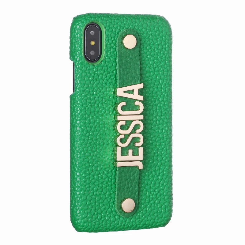 Personalised Leather iPhone Case With  Holding Strap