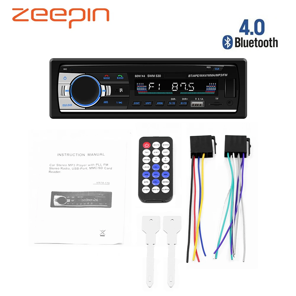 Bluetooth 4.0 Car MP3 Player Stereo Auto Audio 12V Multimedia Player FM Car Radio Dual USB TF AUX Input with Remote Controller
Bluetooth 4.0 Car MP3 Player Stereo Auto Audio 12V Multimedia Player FM Car Radio Dual USB TF AUX Input with Remote Controller