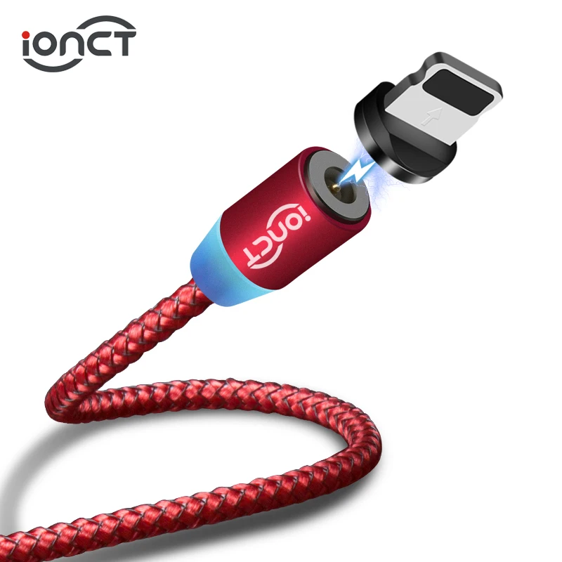 IONCT 1м светодиодный магнитная зарядка usb кабель для айфона Android мобильный телефон