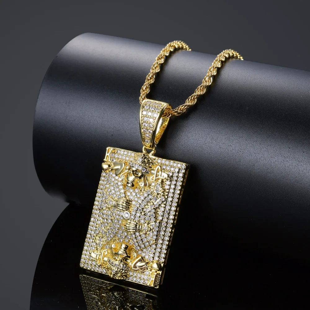 Iced Out Men's King K of Card Pendants Pave With CZ Skull Necklace For Jewelry Gift CN030
Iced Out Men's King K of Card Pendants Pave With CZ Skull Necklace For Jewelry Gift CN030