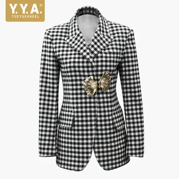 England Style Black White Plaid Womens Blazer Office Ladies Slim Fit Pearls Shell New Designer Work Blazers Jacket Female Coats
England Style Black White Plaid Womens Blazer Office Ladies Slim Fit Pearls Shell New Designer Work Blazers Jacket Female Coats