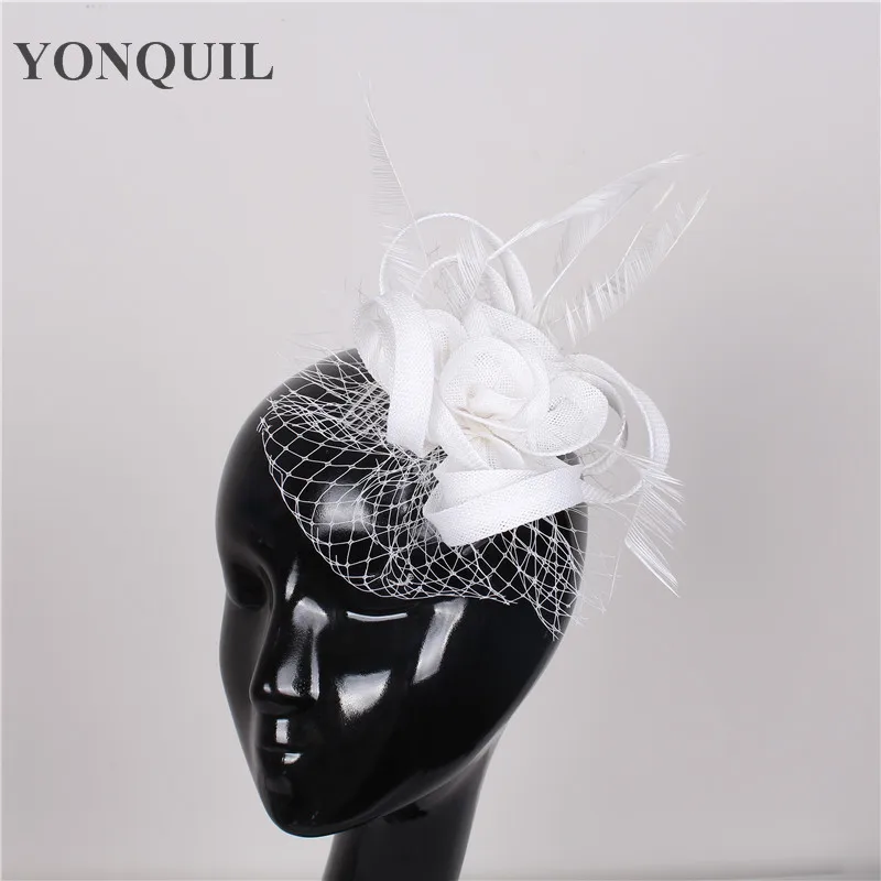 20 Colors Party Feather Headwear With Veil Fascinator Occasion Hat