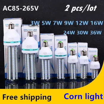 

2X NEW high bright SMD 2835 LED corn bulb lights lamp 3W 5W 7W 9W 12W 16W 24W 30W 36W AC85-265V E27 CE ROHS UL warm cool white