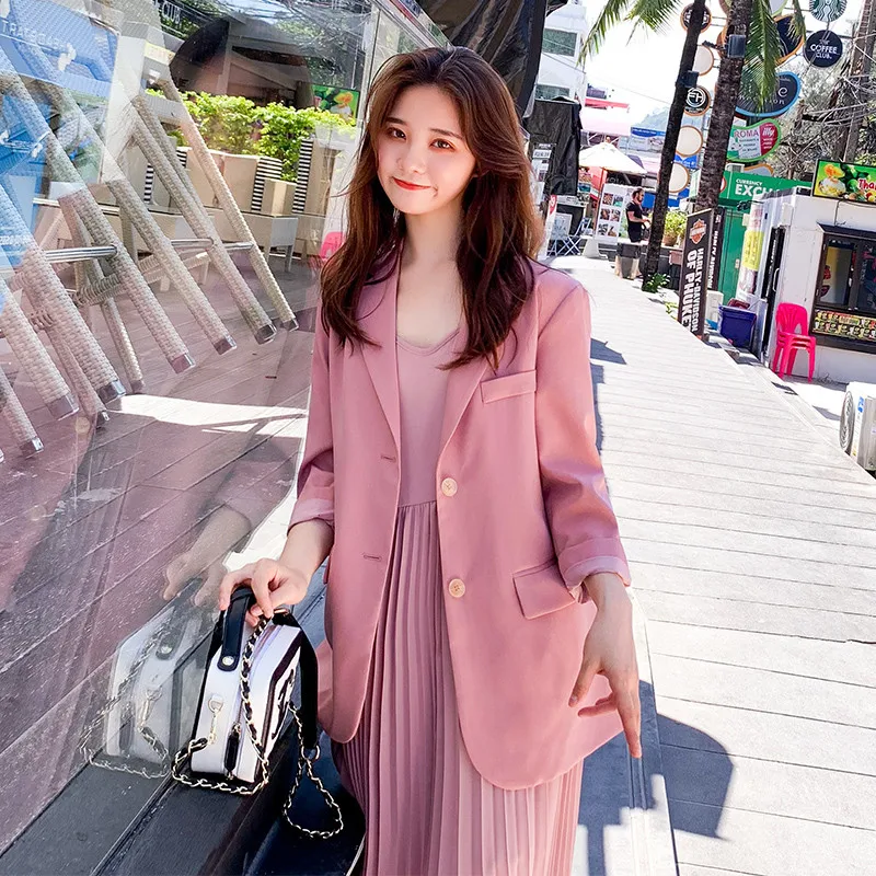 2019French pink small suit + sling pleated Dress Two-piece sets elegant Chiffon Dress Suit Women Spring Summer Blazer Jacket 789
2019French pink small suit + sling pleated Dress Two-piece sets elegant Chiffon Dress Suit Women Spring Summer Blazer Jacket 789