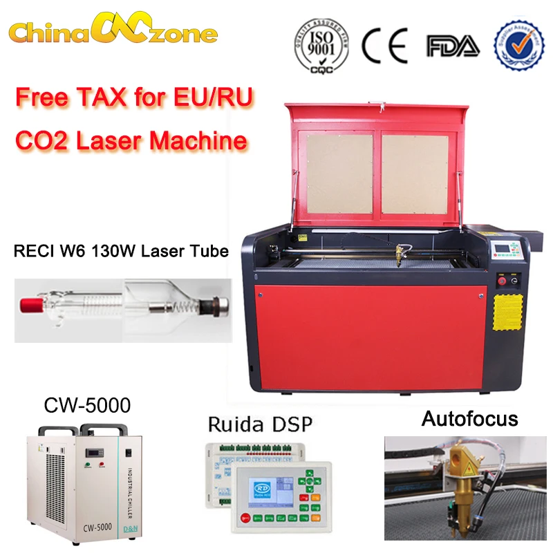 Co2 Laser Engraving Machine RECI 130W W6 220V Cutting Machine CW5000 Chiller 1000x600mm Autofocus Laser Head
Co2 Laser Engraving Machine RECI 130W W6 220V Cutting Machine CW5000 Chiller 1000x600mm Autofocus Laser Head