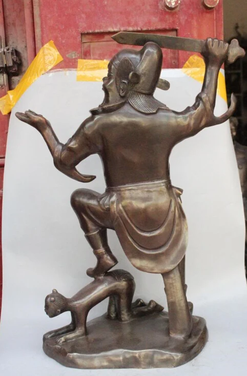 S0294 30"Chinese Bronze Fengshui God Zhong Kui ChungKuel Catch Devil Hold Sword Statue
S0294 30"Chinese Bronze Fengshui God Zhong Kui ChungKuel Catch Devil Hold Sword Statue