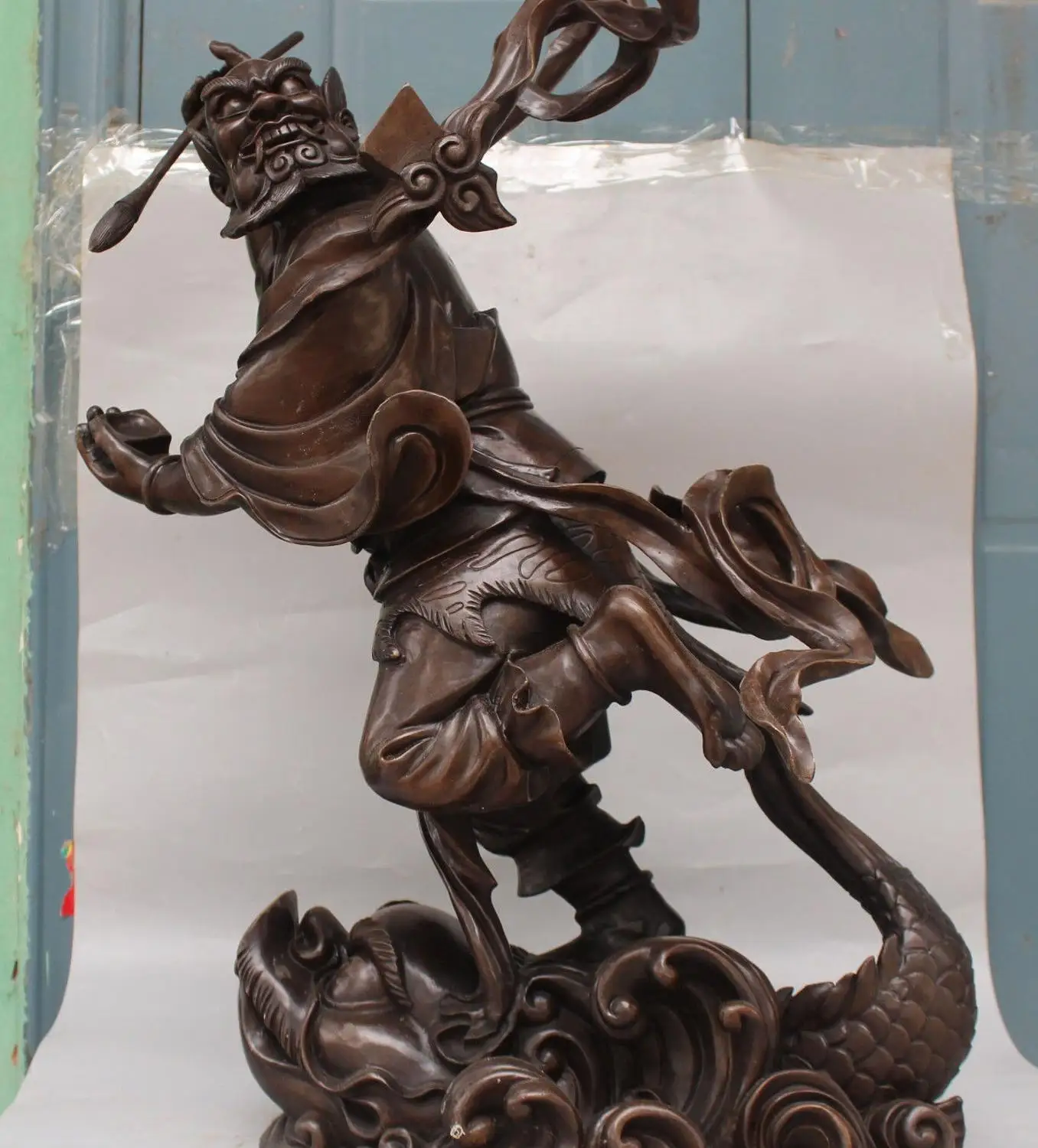 30" Lucky China Bronze Fengshui God Zhong Kui ChungKuel On Fish Statue Sculpture
30" Lucky China Bronze Fengshui God Zhong Kui ChungKuel On Fish Statue Sculpture