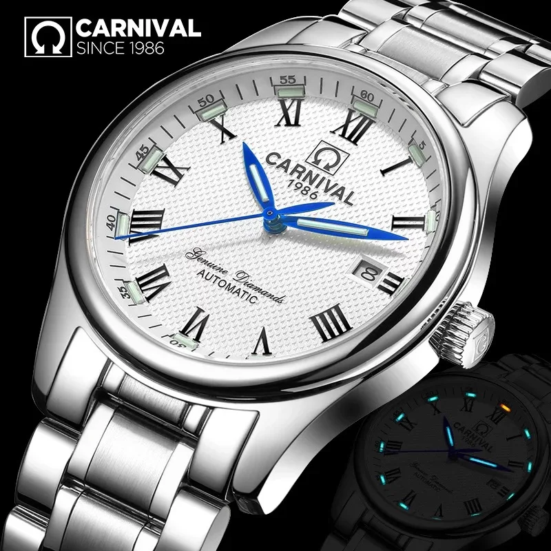 Fashion Mechanics self winding Watches Luxury brand CARNIVAL Tritium Watch Automatic Calendar Luminous Waterproof Skeleton watch
Fashion Mechanics self winding Watches Luxury brand CARNIVAL Tritium Watch Automatic Calendar Luminous Waterproof Skeleton watch