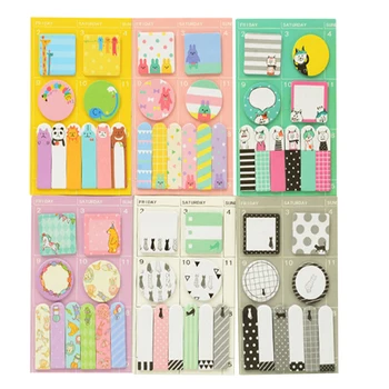 

1pack /lot kawaii Cartoon Stickers Week Plan Sticker Notes Animal Memo Pad Notepad N Times Planner Sticky School Stationery