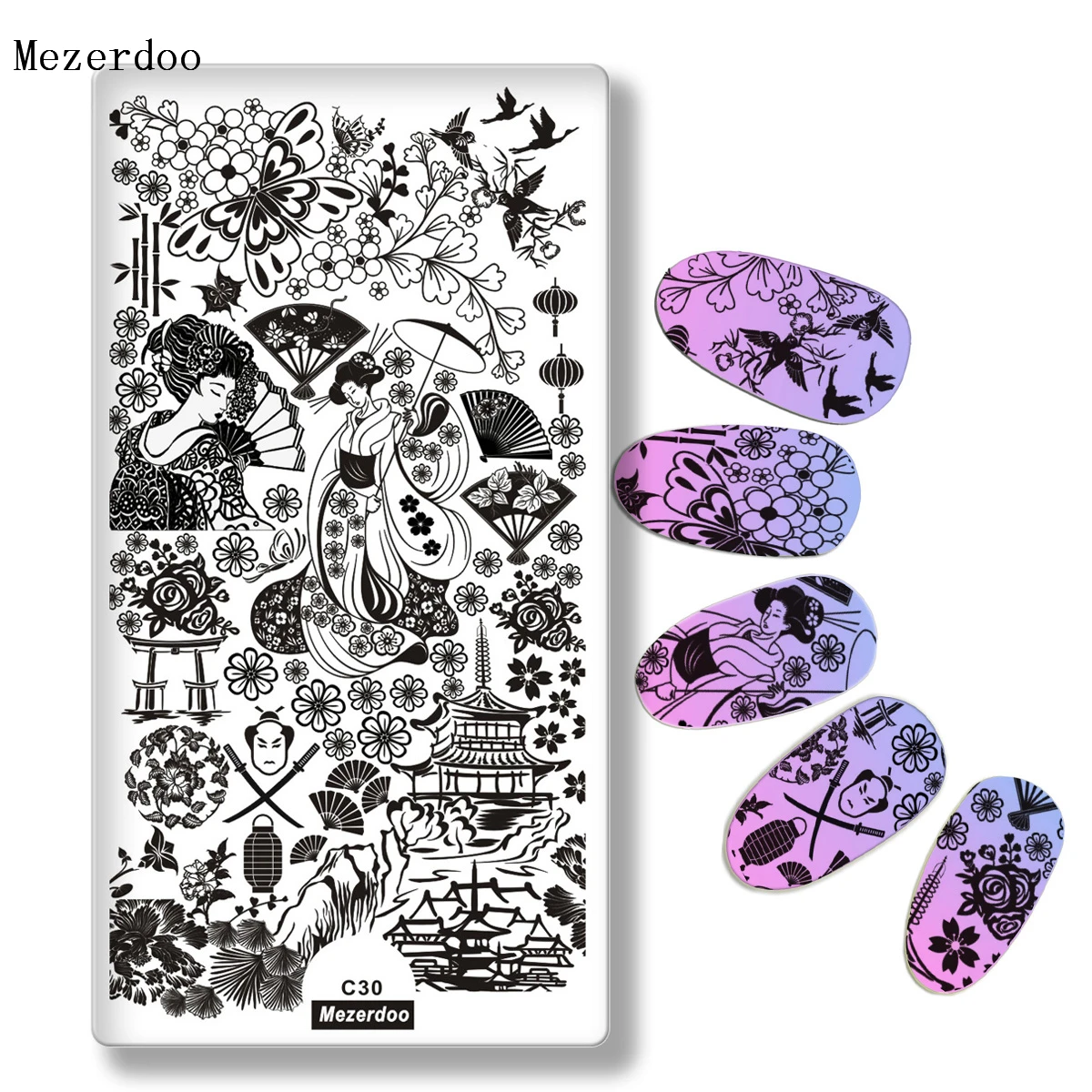 Japanese Series Nail Stamping Template Warrior Geisha Lantern Images Printing Art Plates Stencil for Hand Nails Decoration C30
Japanese Series Nail Stamping Template Warrior Geisha Lantern Images Printing Art Plates Stencil for Hand Nails Decoration C30