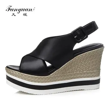 Fanyuan Platform Sandals Women Wedge Summer Shoes 10CM Soft Cow Leather Gladiator shoes woman sandalie Black White Heeled Sandal
Fanyuan Platform Sandals Women Wedge Summer Shoes 10CM Soft Cow Leather Gladiator shoes woman sandalie Black White Heeled Sandal