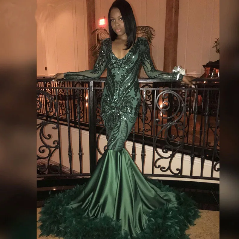 Green Sequined Feather Mermaid Prom Dresses New Long Sleeve Sweep Strain V Neck Formal Evening Dress Party Gowns Custom Made
Green Sequined Feather Mermaid Prom Dresses New Long Sleeve Sweep Strain V Neck Formal Evening Dress Party Gowns Custom Made