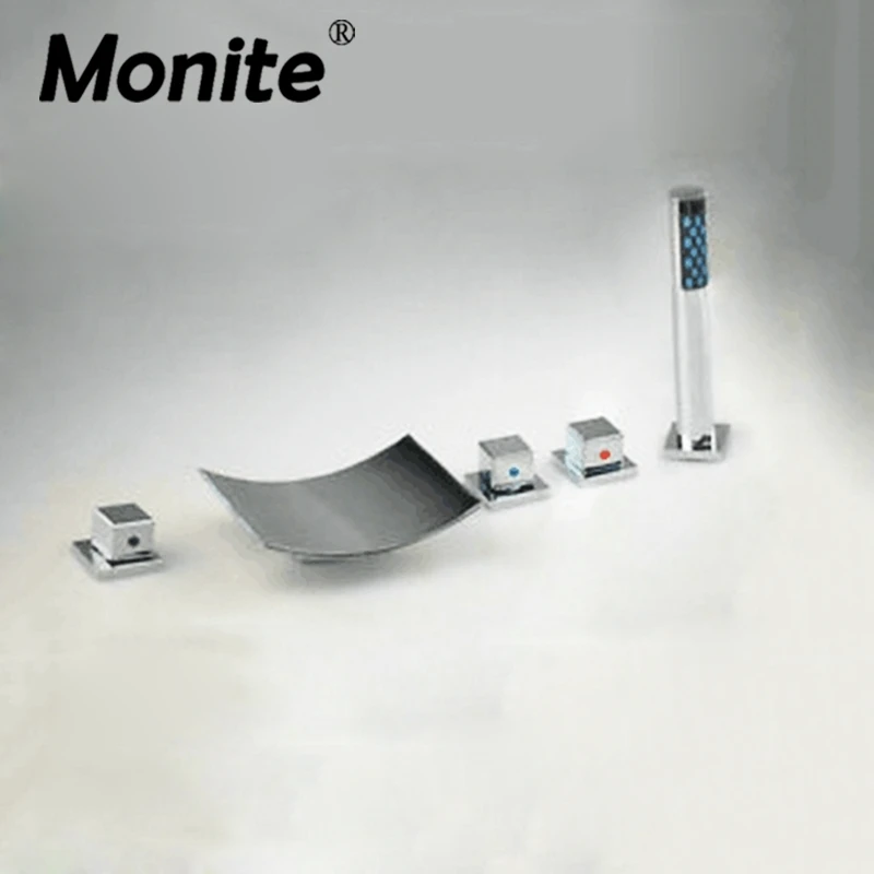 Monite 5 Pcs Bathtub Faucet Chrome Brass Polished Basin Faucet Deck Mounted Bathroom Faucet Hot & Cold Mixer Taps
Monite 5 Pcs Bathtub Faucet Chrome Brass Polished Basin Faucet Deck Mounted Bathroom Faucet Hot & Cold Mixer Taps