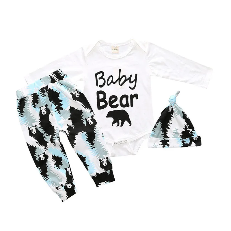 2018 Baby Boy Girl Clothes Lovely Baby Clothing Set Letter Cartoon Bodysuits Tops+Pants+Cap Headband Baby Outfits 0-2 Years
2018 Baby Boy Girl Clothes Lovely Baby Clothing Set Letter Cartoon Bodysuits Tops+Pants+Cap Headband Baby Outfits 0-2 Years