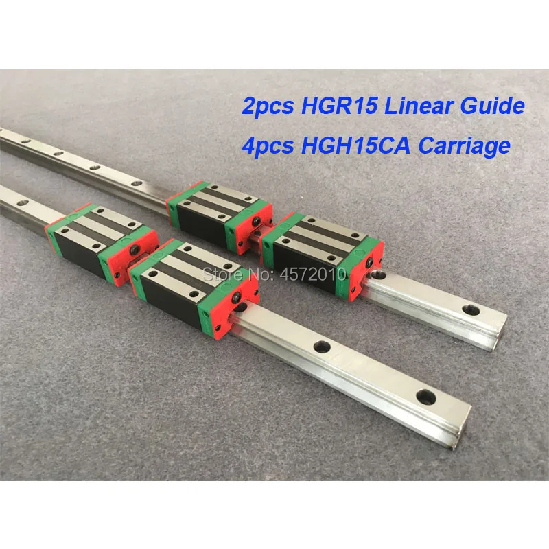 

2pcs HGR15 - 200 300 400 500 600 700 800 900 1000m linear guide rail with 4pcs HGH15CA / HGW15CA linear block carriage CNC parts