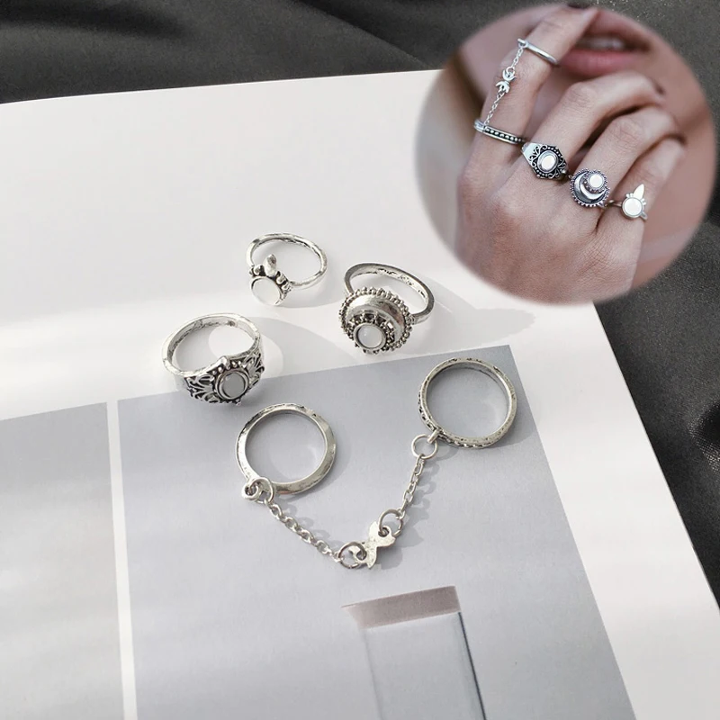 4 PCS/Set Girls Bohemian Vintage Pattern Ring Chain Sun Ethnic Exotic Personality Exaggerated Cool Fashion Finger Joint Rings
4 PCS/Set Girls Bohemian Vintage Pattern Ring Chain Sun Ethnic Exotic Personality Exaggerated Cool Fashion Finger Joint Rings