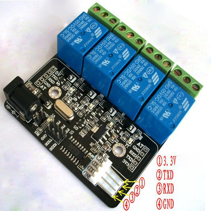 Serial TTL, 4-way, relay control board
Serial TTL, 4-way, relay control board