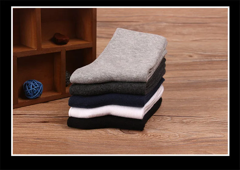 UYEEMU Cotton Socks Men Casual Classic Business Men's Socks Crew Plain Solid Men Socks Harajuku Calcetines Hombre 5 Pairs Lot-10