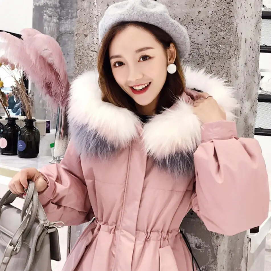 Women Winter Parka Hooded Big Fur Jacket Winter Women Coat 2018 New Long Outwear Parkas Thick Warm Jackets Overknee AS044 (2)